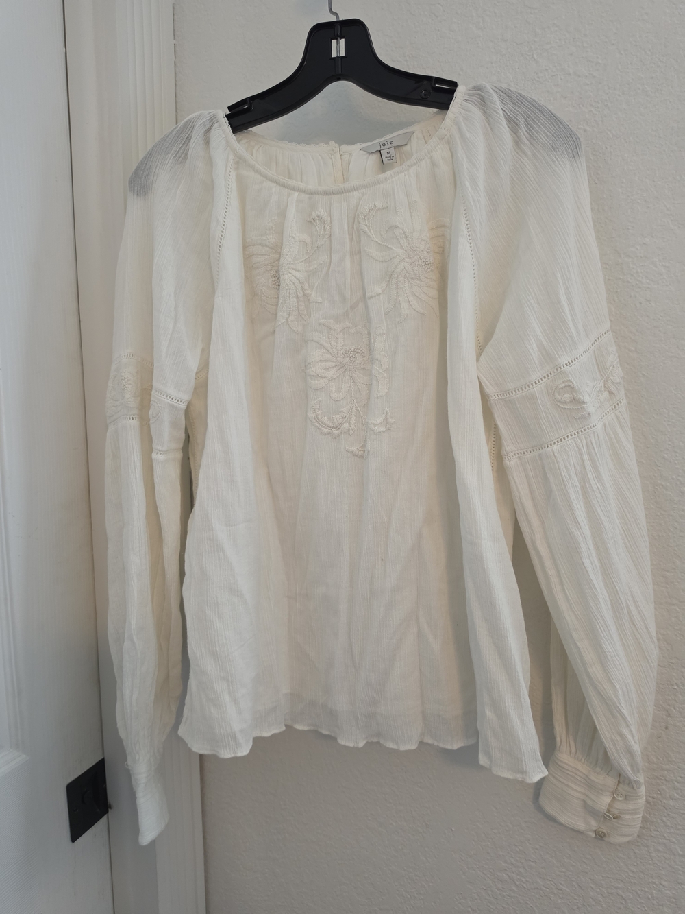 Joie Cream Embroidered Boho Peasant Blouse